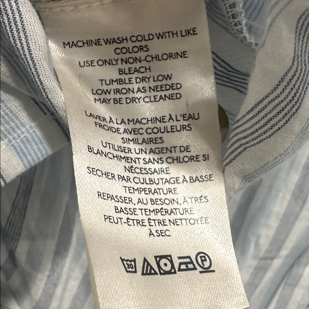 Anthropologie Pilcro batwing cropped stripe Button down blue white  XL ruffle - Picture 11 of 12